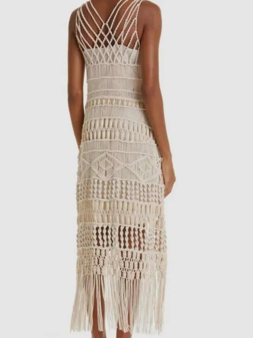 Jonathan Simkhai Macrame Beaded Natural Fringe Dress - Picture 13 of 13